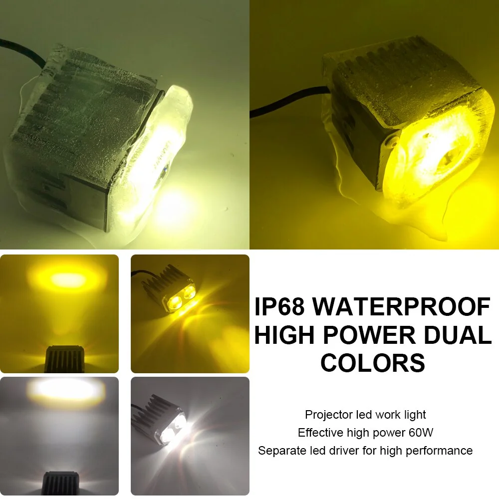Motorcycle Lighting System Dual Lens Faros Motos multicolor LED Work Light Projector Mini Led Lights For