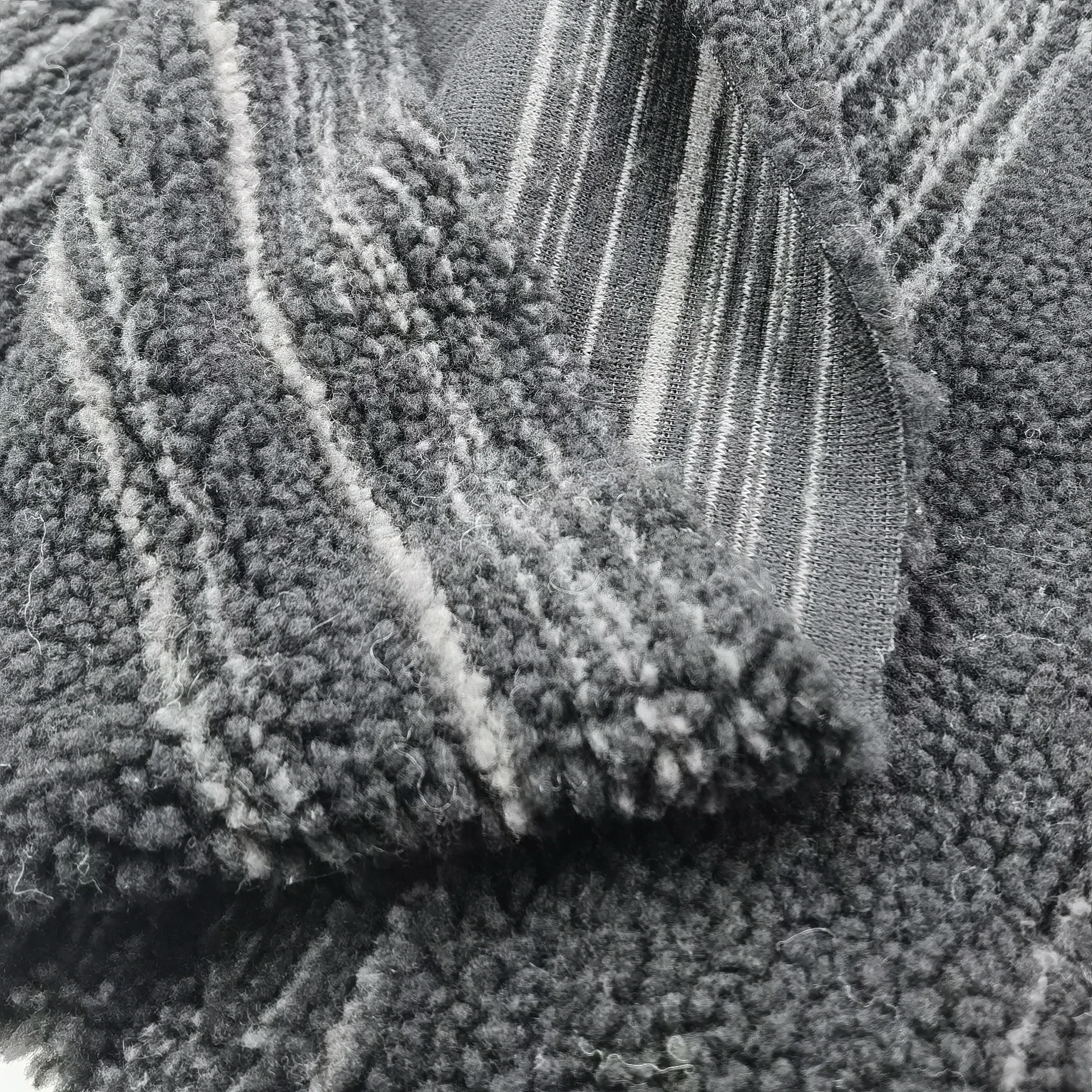 China manufacturer strip jacquard 100% polyester teddy pile sherpa fleece garment fabrics