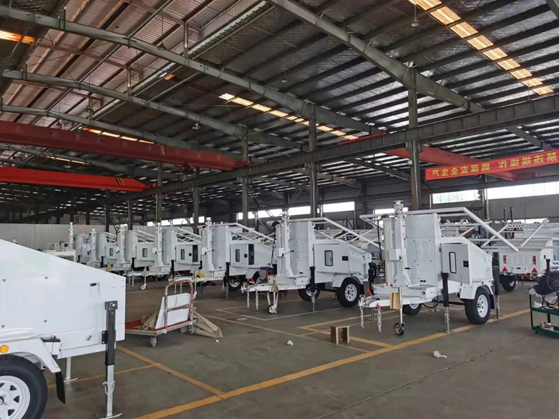 Mobile Wind Solar Complementary Powered Generator System Trailer with LED Flood Light Tower