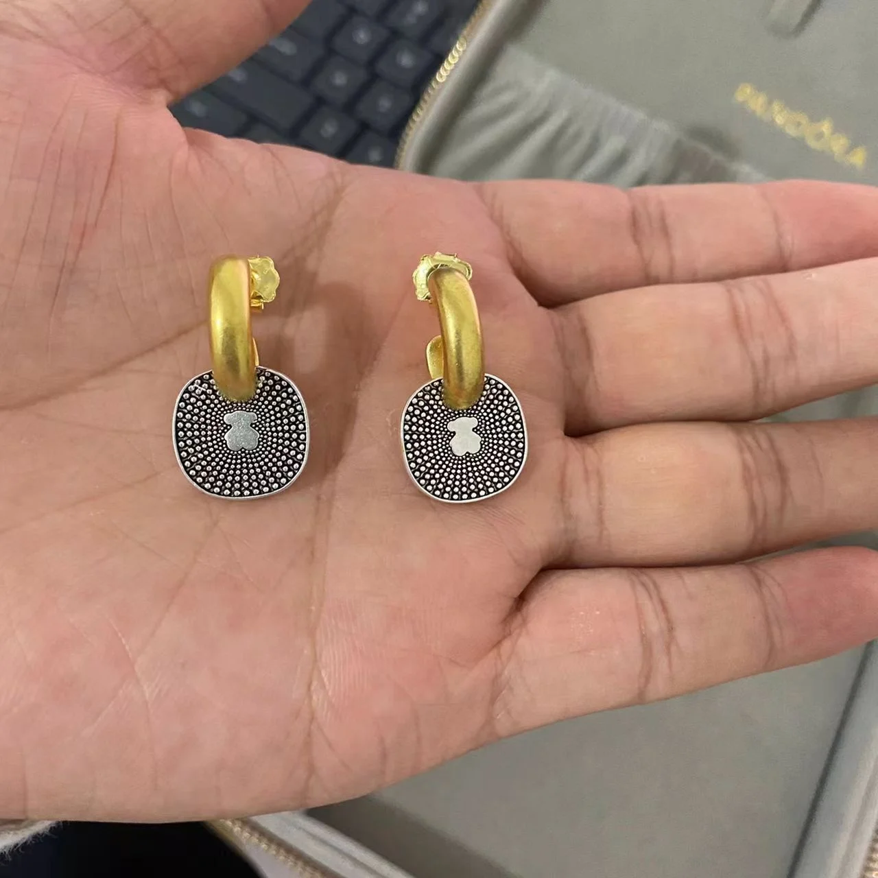 925 sterling silver Hoop Earrings Real Gold Plated Touses Bear Hotsell Earring Jewelry For Women