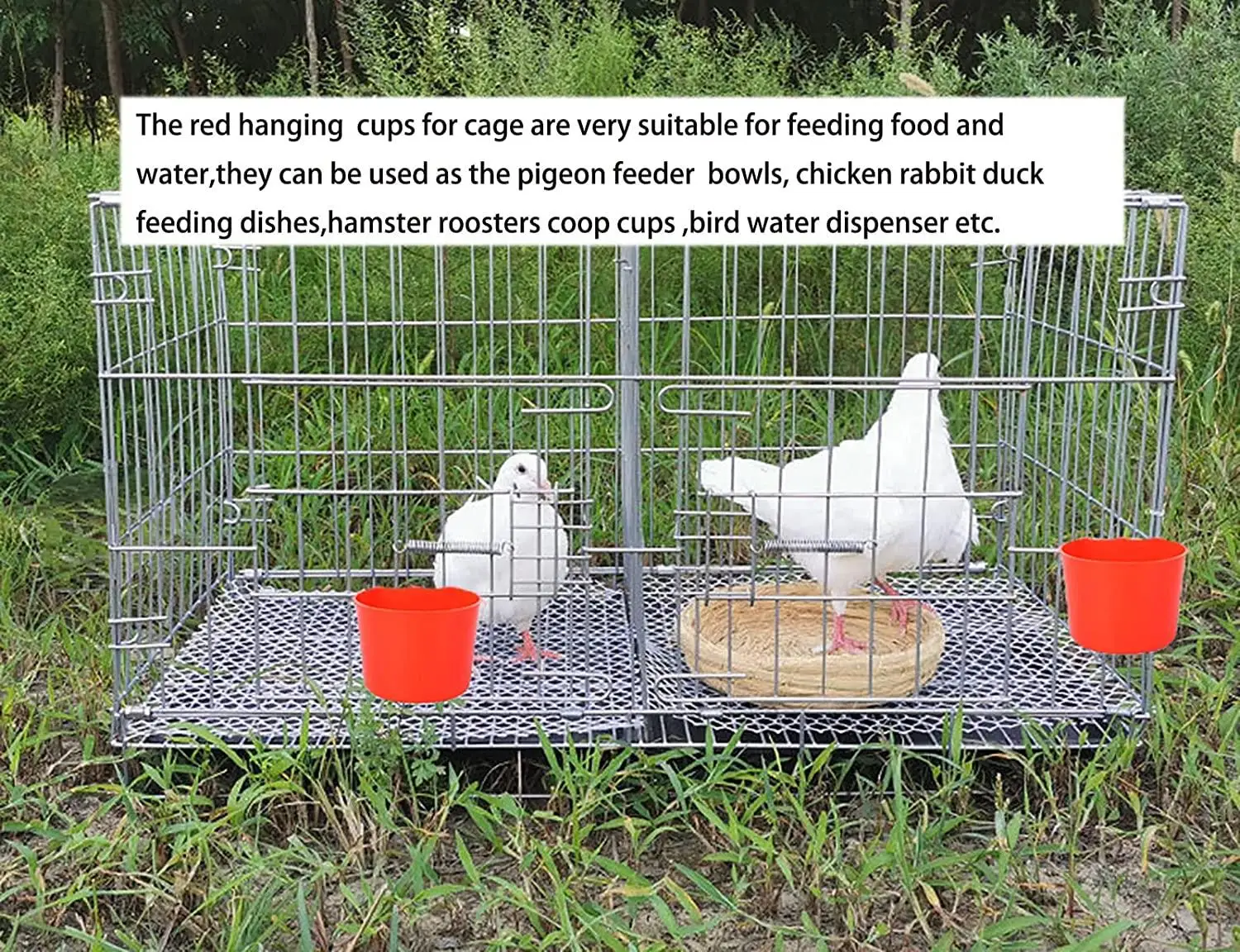 Chicken Feeder Cups for Cage Hanging Bird Waterer Pigeon Rabbit Water Food Bowl LMB-11