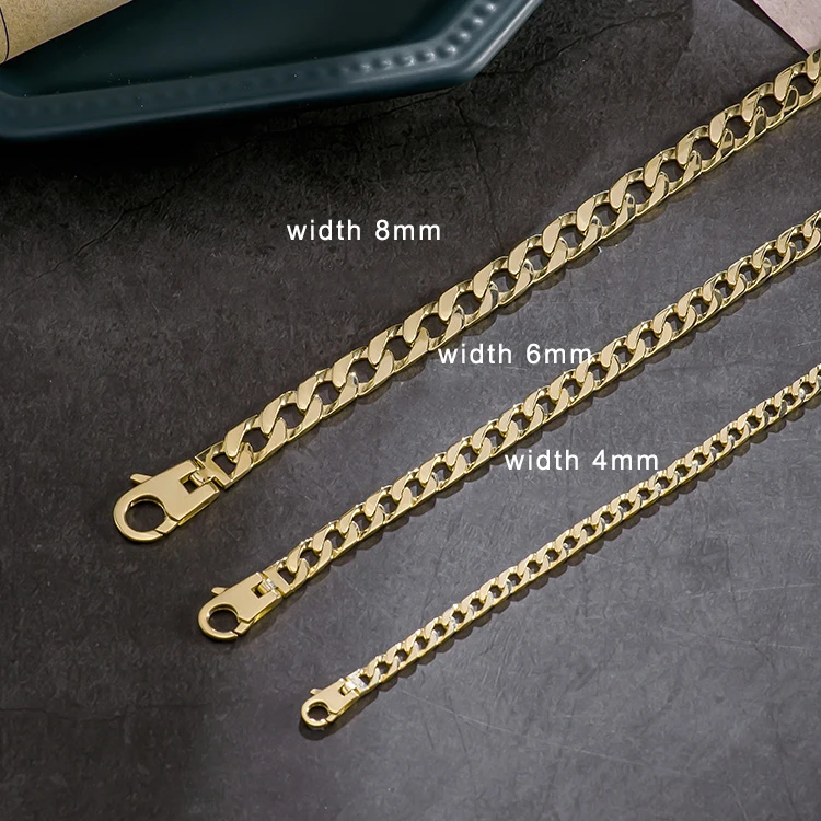Wholesale 18K Gold Necklace Solid Cuban Chain Size Adjustable Customizable Fashion Jewelry Women for Girls for Party Daily Wear