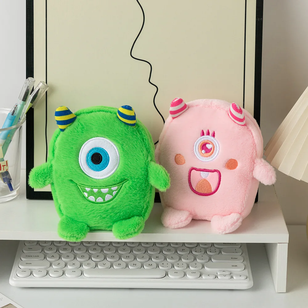 Cute Cartoon Monster Coin Purse Unisex Zipper Storage with Big Eye Funny Colorful Plush Doll and Key Use