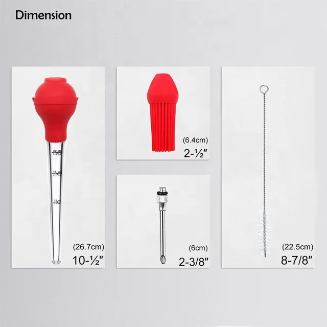  Silicone Heat-resistant Angled Marinade Injector Turkey Baster With Cleaning