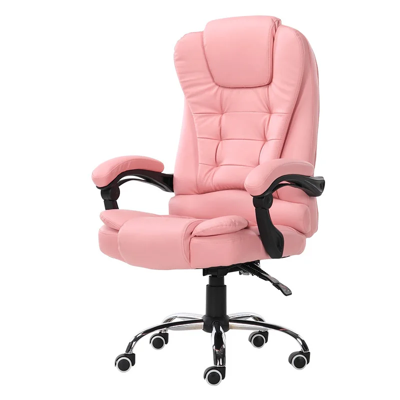 Latest Breathable Leather Office Chair Adjustable High Back Pink Reclining Executive Chair