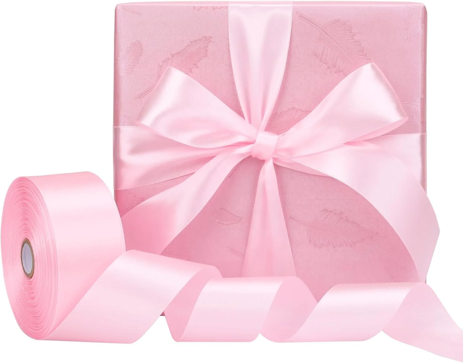 Factory pink Satin Ribbon Laces 25mm ribbon Single Face Roll 100% Polyester custom Printed gift ribbon