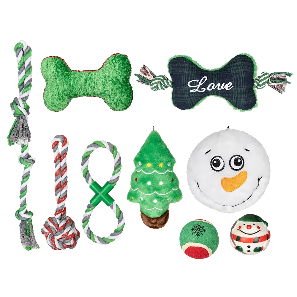 Рождественский праздничный плюшевый и веревочный набор игрушек для домашних животных