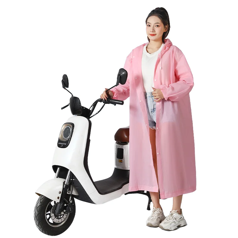 Lightweight Reusable Adult Rain Ponchos with Hoods and Sleeves Plastic Eva Waterproof Raincoat for Girls