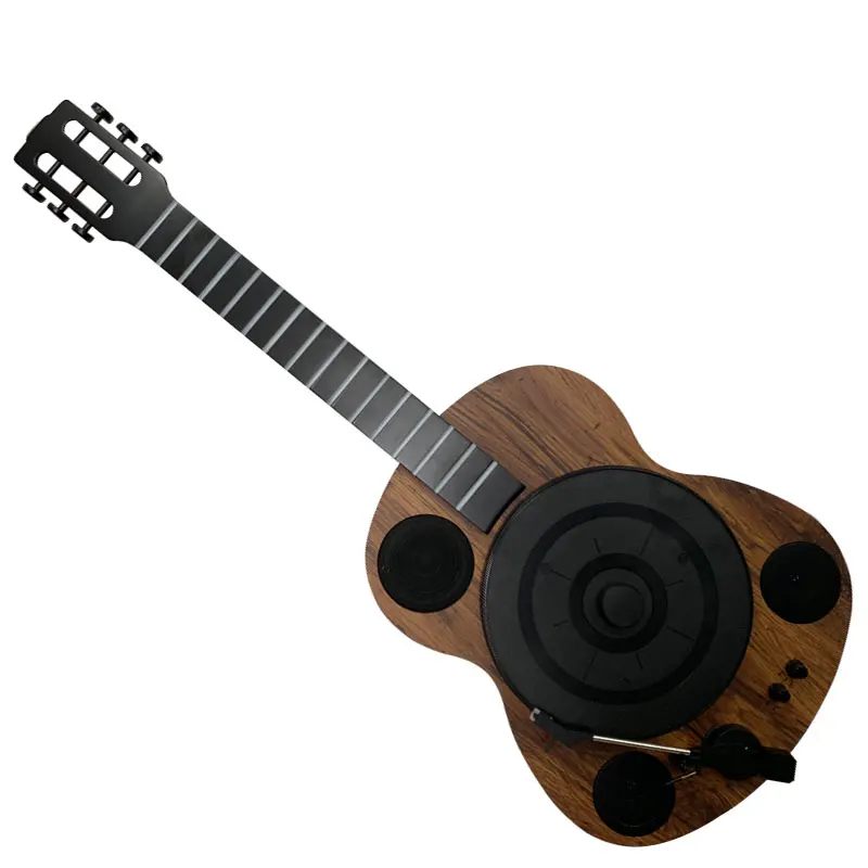 Горячий продавать беспроводной Встроенные динамики 3-скоростной поворотный стол Винтажный стиль Виниловый проигрыватель гитара Форма