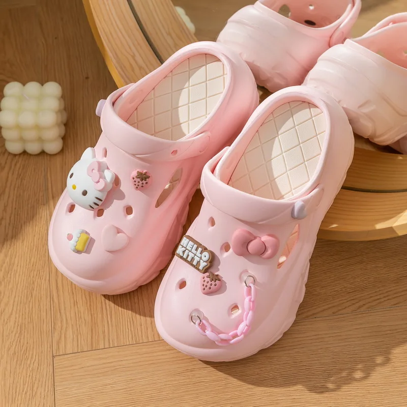 KT KUROMI Cinnamon Dog Pacha Outdoor Beach Height-Increasing Platform Shoes for Ladies EVA Outsole for Spring Autumn Home Use