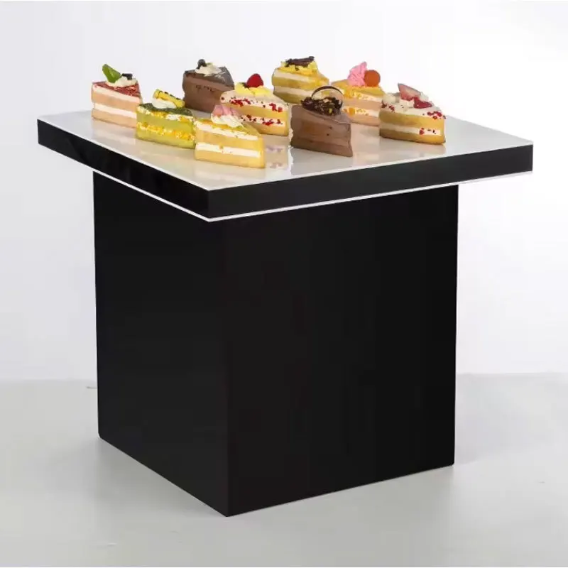 Factory Wholesale Stable Acrylic Food Display Stand White Buffet Acrylic Food Display Vertical Cube For Food Display