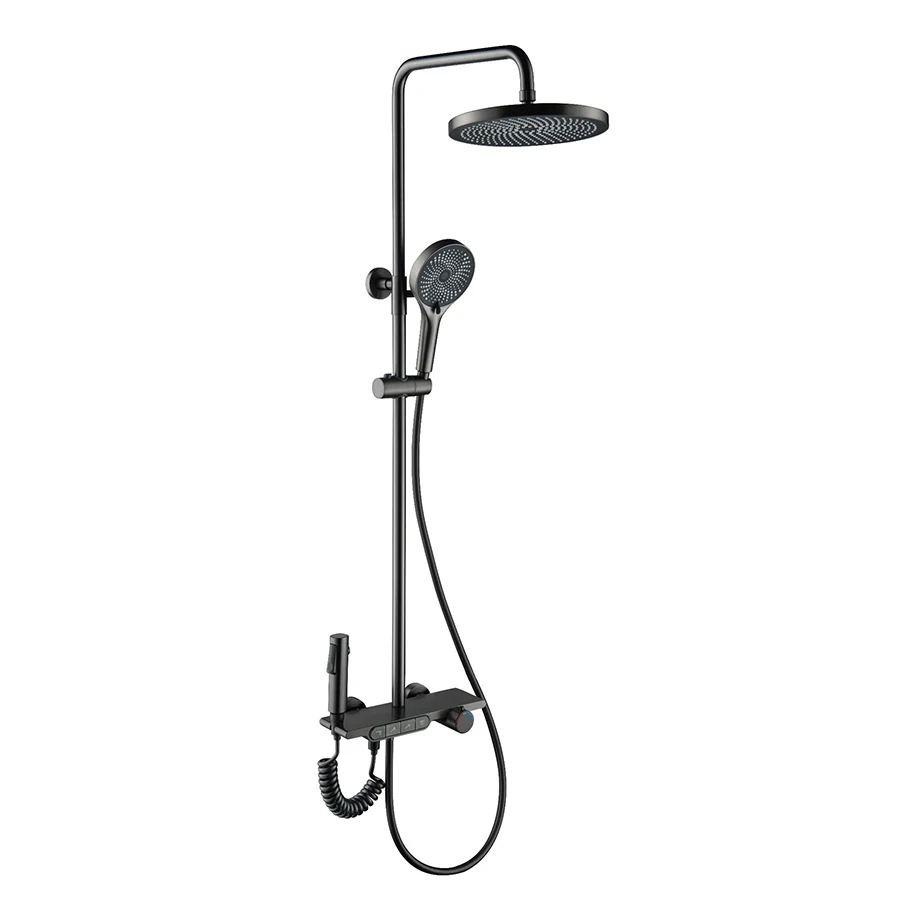 Contemporary Shower Faucets Display Shower Set White Storage Rack Storage Table Pressurized Rain Shower Set