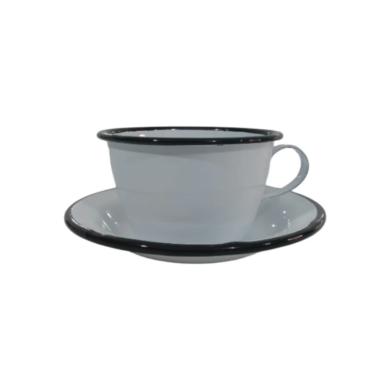 Chinese supplier Eco-friendly custom dinnerware tableware kitchen metal mockup cast iron enamel tea cups mugs and saucer