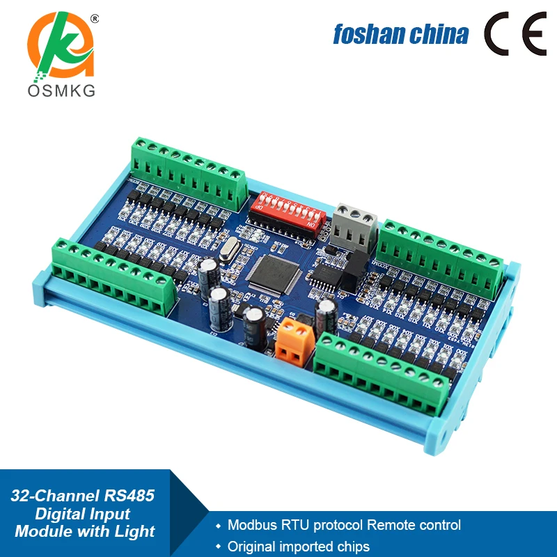 32-Channel RS485 Input Module Digital Data Acquisition 24VDC with Lights Modbus RTU Communication IO Board