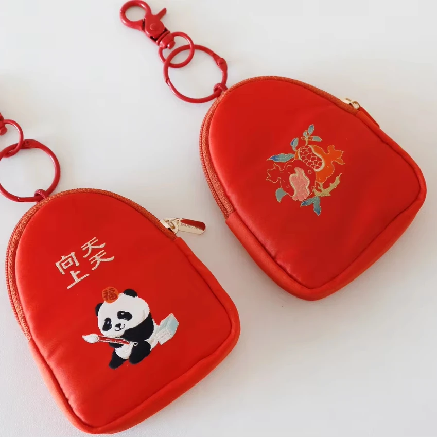 Chinese embroidery Flower Pattern Coin Purses Small silk Coin Wallet Lady Girls Earphone Coin Key Money Storage Bag Zipper Pouch