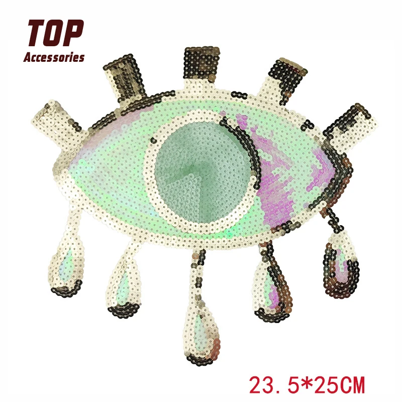 Sparkle Devil Evil Eye Sequin Patch Custom Embroidery Patches   Iron on Sequin Patches for Clothing