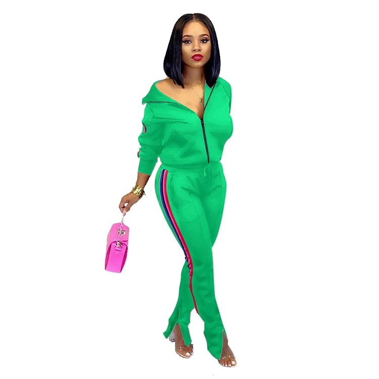 
Trendy Women Tracksuit 2019 Autumn Two Piece Set Zipper Top and Pants Suit Sports Jogger Set Casual Sweat Suits 