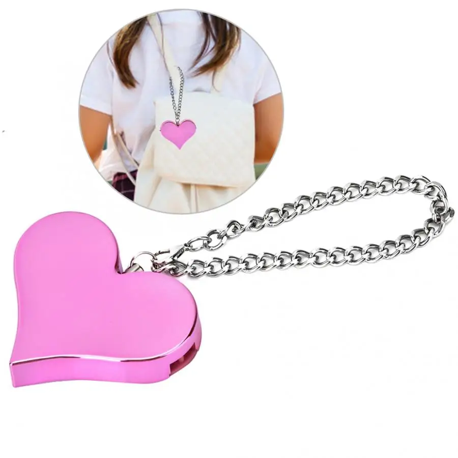 130DB Personal Security Alarm Heart Shape Personal Security Alarm Keychain Emergency Self Defense Siren Self Defense Alarm