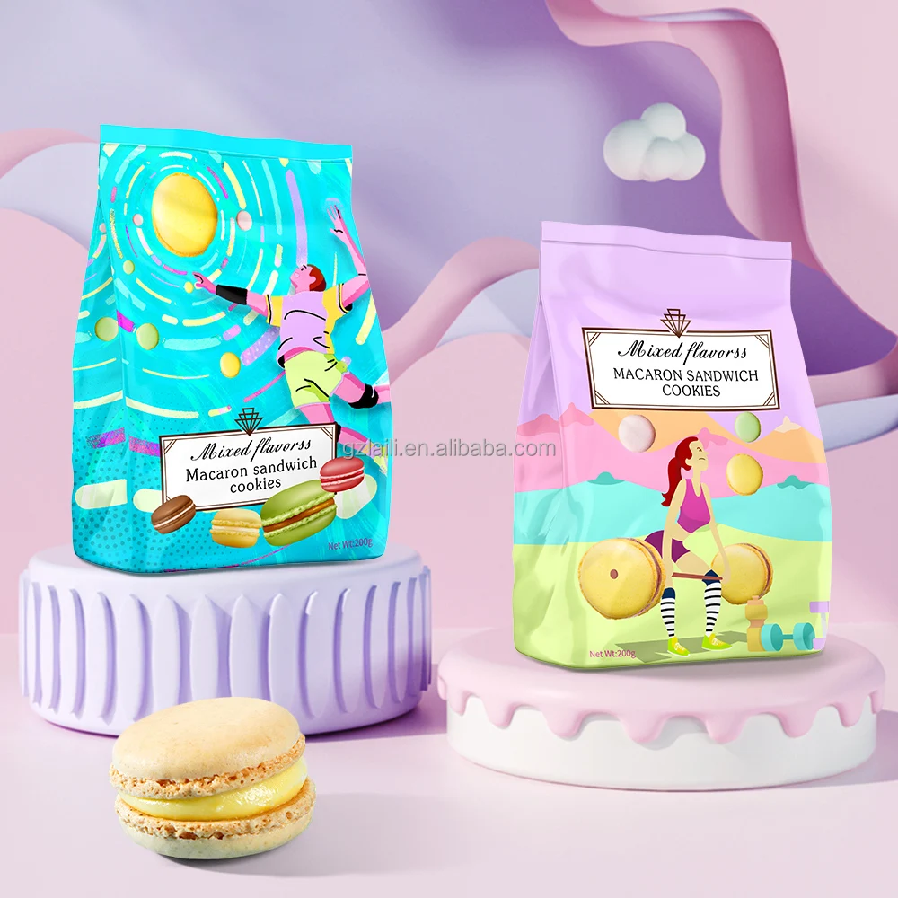 Factory Healthy Macron Cookies Multiple Flavours Crispy Macaron Sandwich Biscuits Cookies