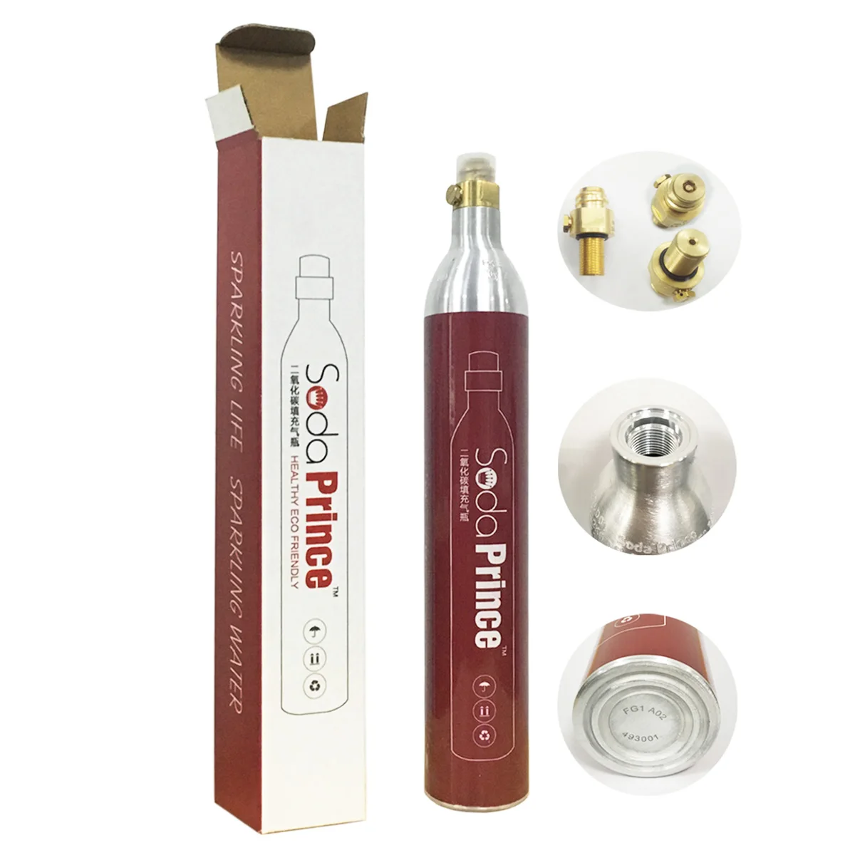 OEM  0.6L Soda gas cylinder Co2 Cylinder for beverage Soda Machine With High Pressure aluminum Co2 tank DOT3AL  ISO7866