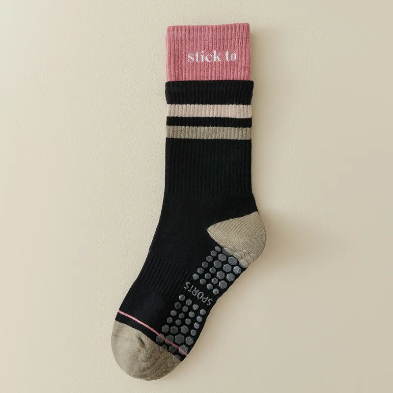 Socks silicone grip soft pilates double layer organic cotton grip women yoga grips anti-slip socks for pilates