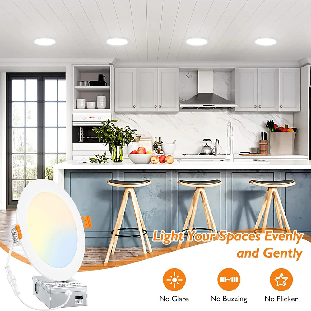 9W 12W 4 Inch 6 Inch Dimmable Recessed Downlight Flat  Recessed Mounted Round Led Panel Light for Home Office Lighting