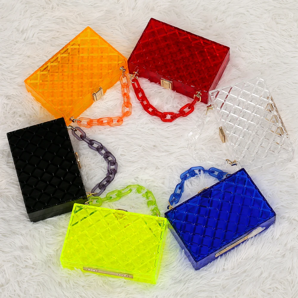  Amazon Summer Style New Transparent Jelly Series Hand Bags Shoulder Chain Women Handbags Ladies Purses