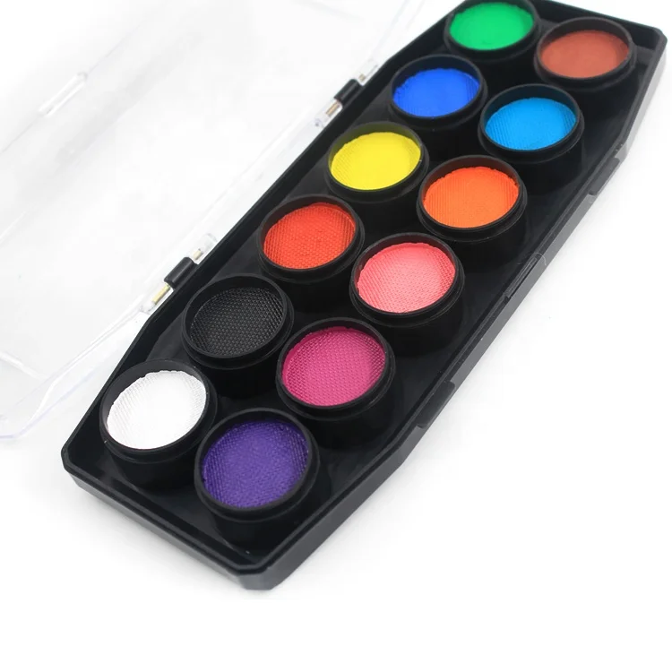 OEM 12 Colors Face Body Paint Kit Tools Halloween Makeup Set Safe Wholesale Water Based Face Paint Kit Palette