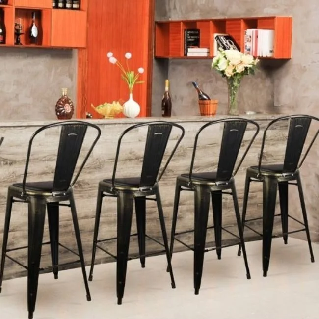 bar stool high chair and table set new design luxury wood modern high bar chair for kitchen