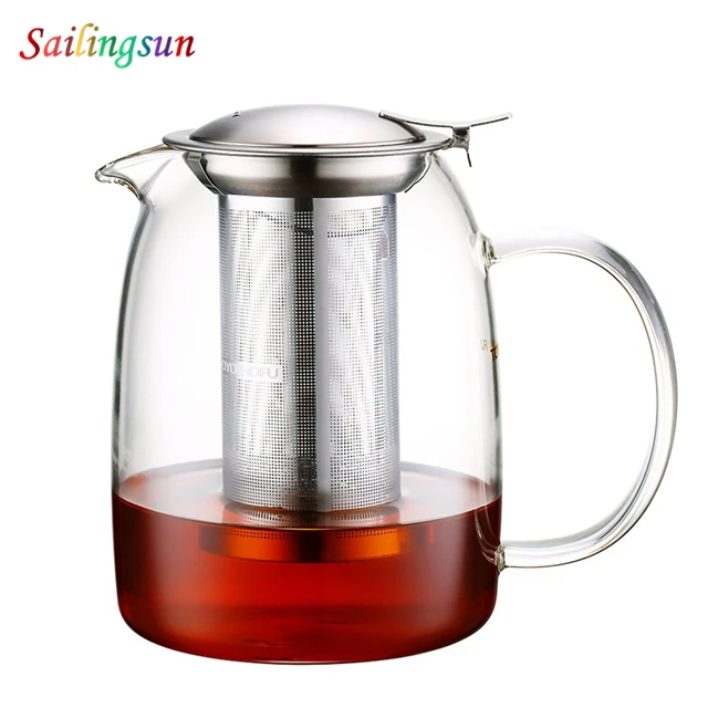 Modern classical  flame free cooking glass removeable tea coffee filter pot