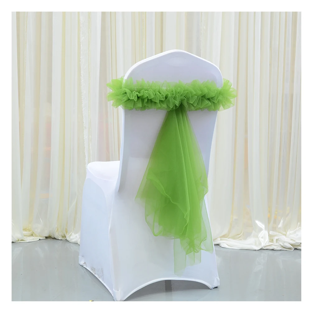 Newest Style Hot Pull Flower Ribbon Bows/ satin chair sash wedding chair sash