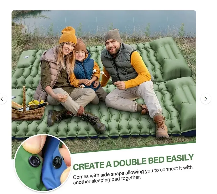 Camping Sleeping Pad, Ultralight Camping Mat with Pillow Built-in Foot Pump Inflatable Sleeping Pads Compact for Camping