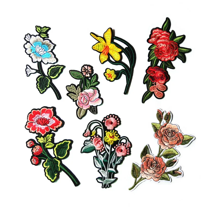 ready to ship embroidery patch cloth fabric applique embroidery flower patches for garment decoration