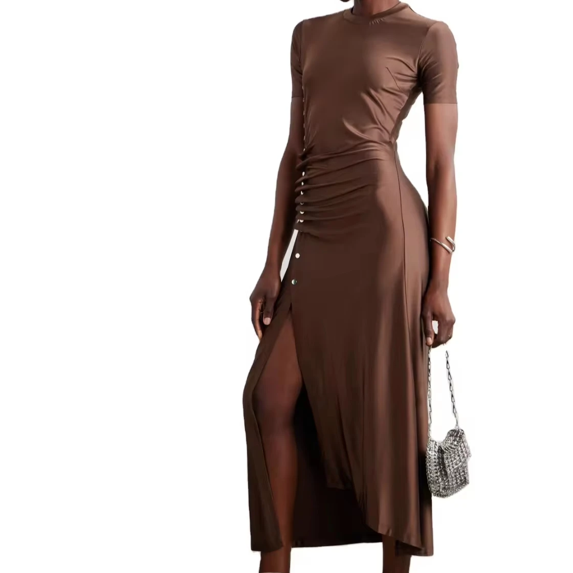 High quality clothing customization with embellishments, elastic satin dress, small order customization, Chinese factory