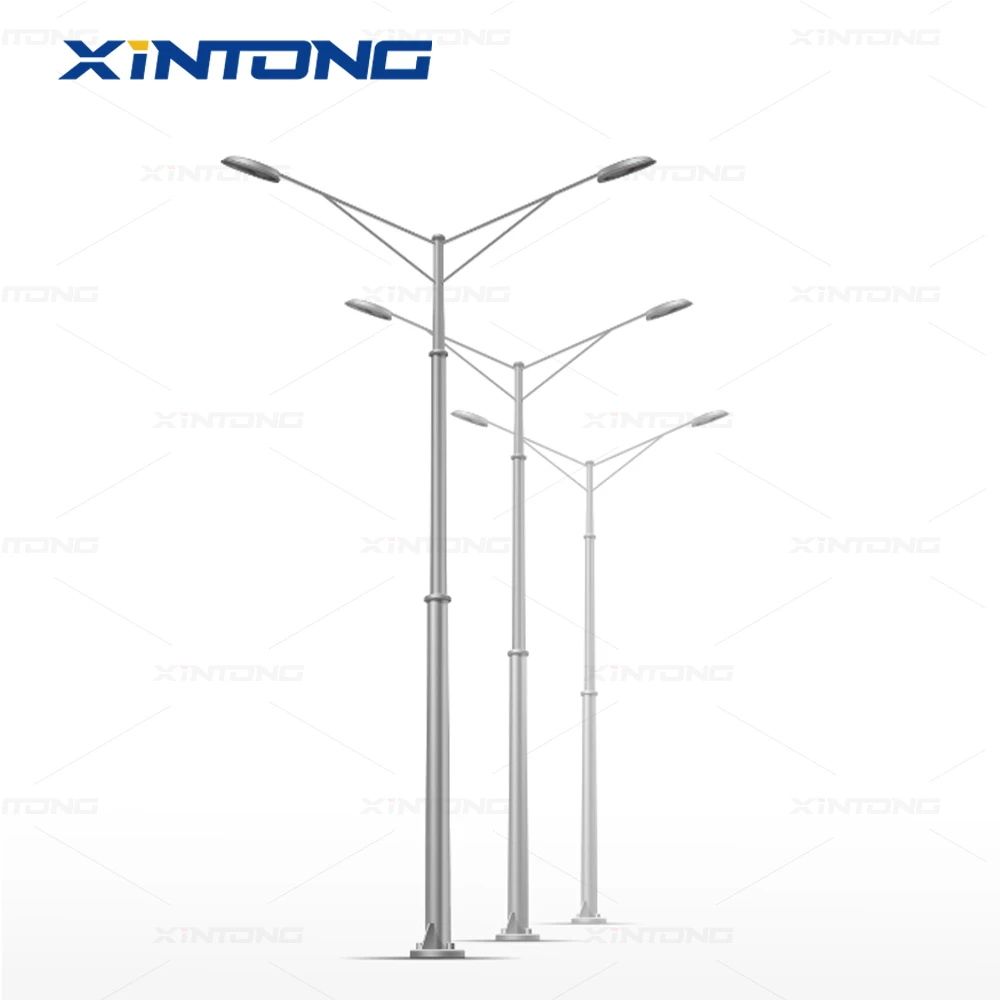 XINTONG Outdoor LED Street Lamp Post Custom Design Hot Dip Galvanized Finish Pole