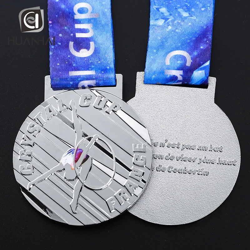 custom silver metal France dance gymnastics medals and trophies gymnastics