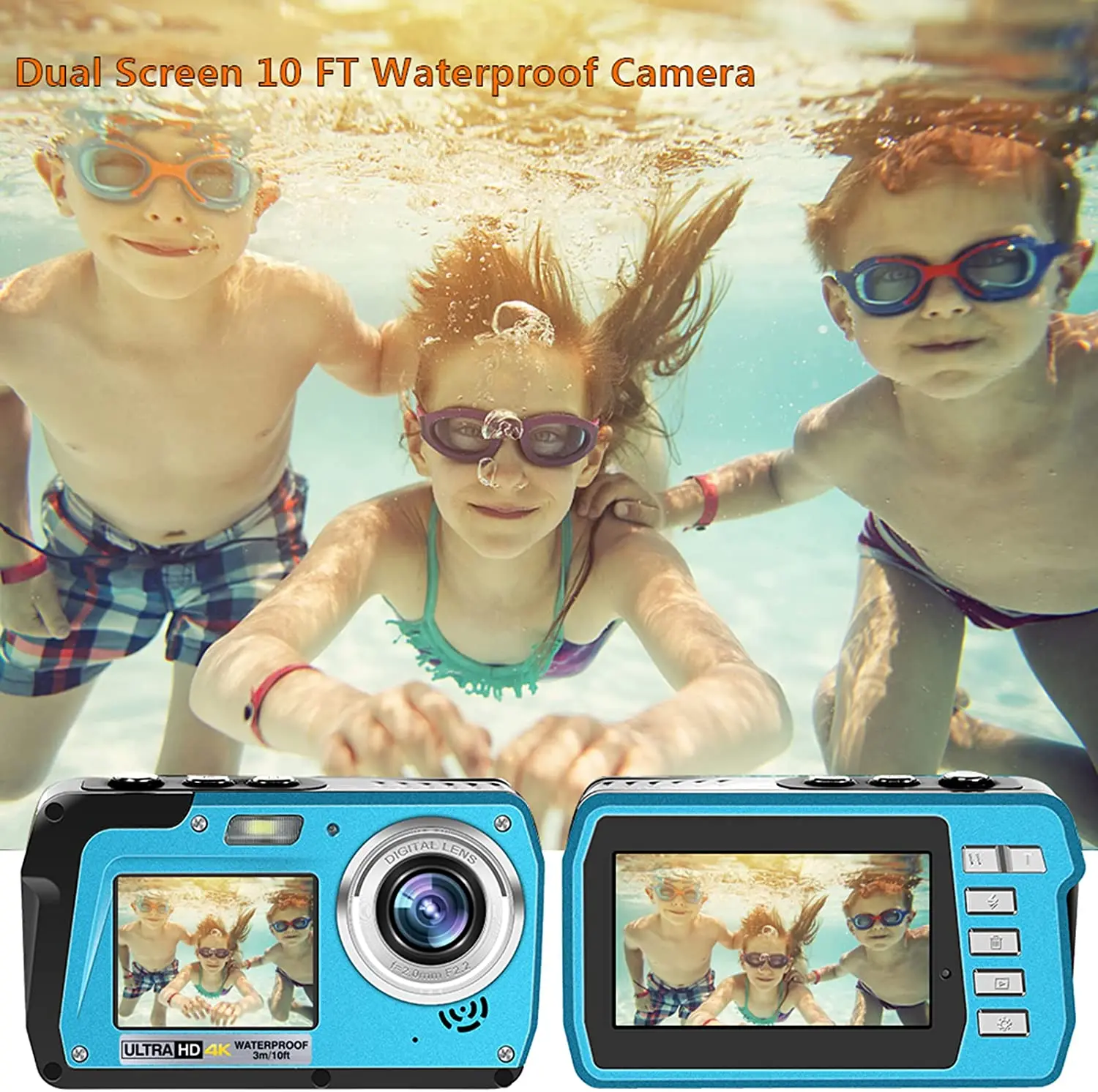 4K HD Mini Digital Cameras Point and Shoot Digital Cameras for Kids Underwater Cameras