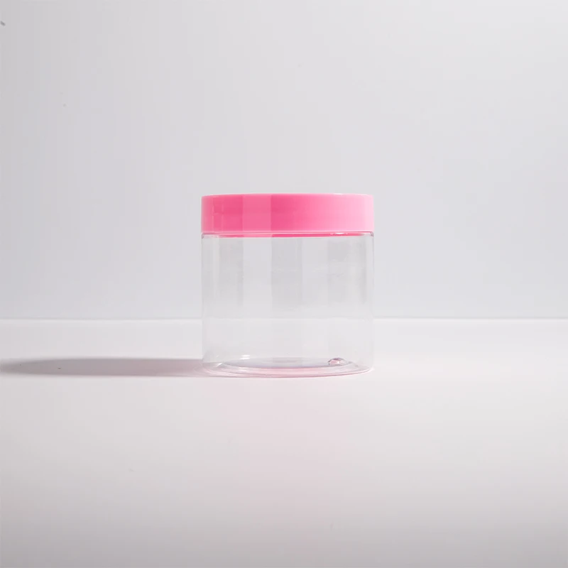 8 Oz Clear Plastic Body Cream Containers With Pink Lid Refillable Round Container Cosmetic Travel Container For Body Scrub