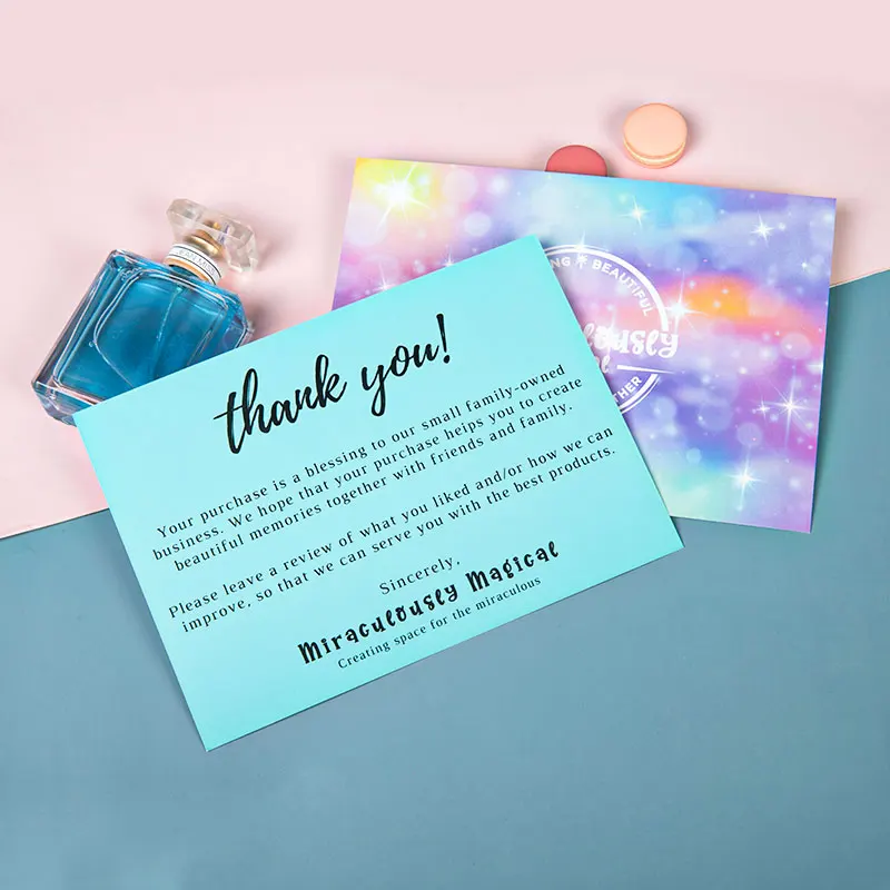 Glossy Holographic Paper Greeting Card, Custom Logo Goods Gifts Hologram Thank You Cards