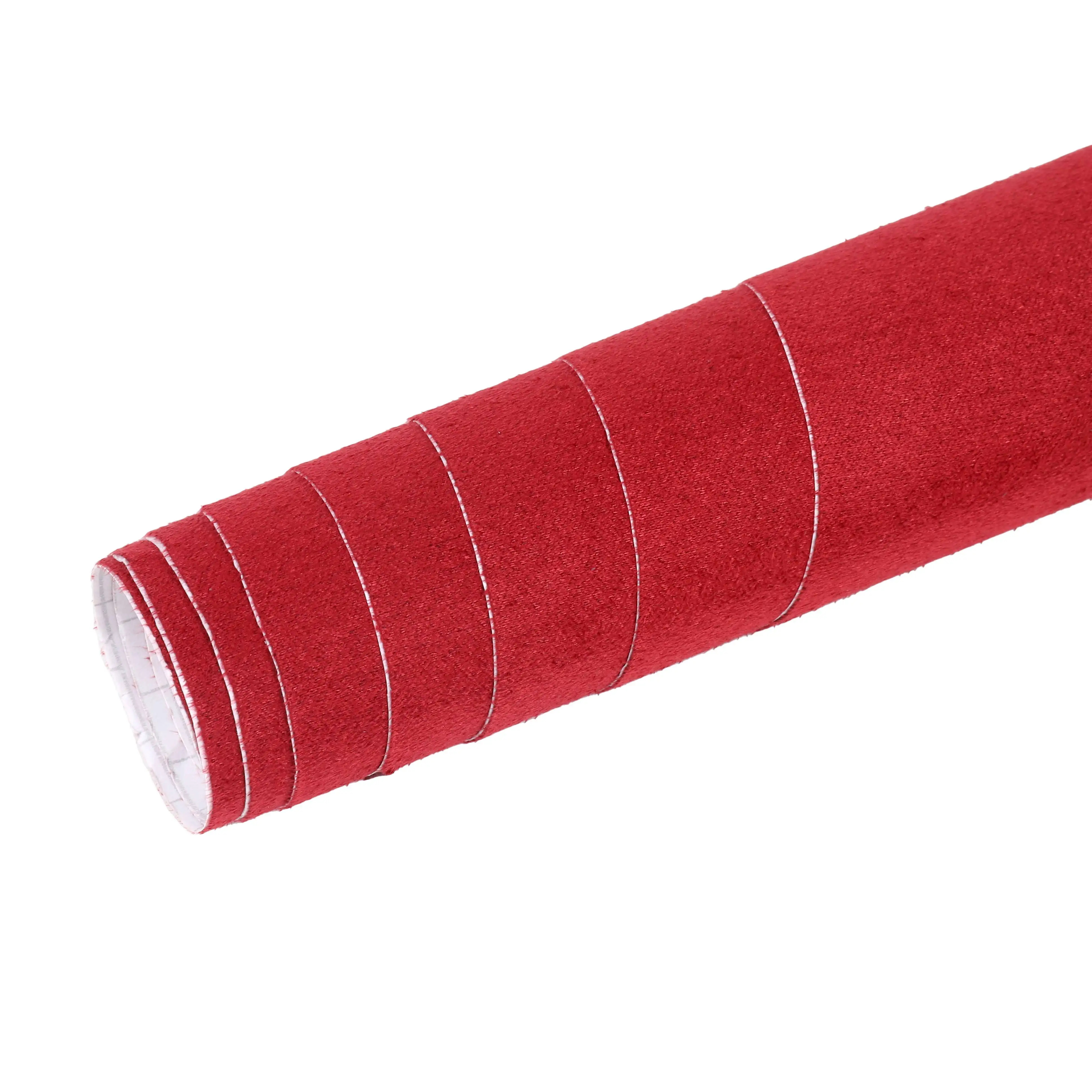 High soft self adhesive Red suede fabric Alcantara car interior vinyl sticker long piles velvet wrapping film at best quality