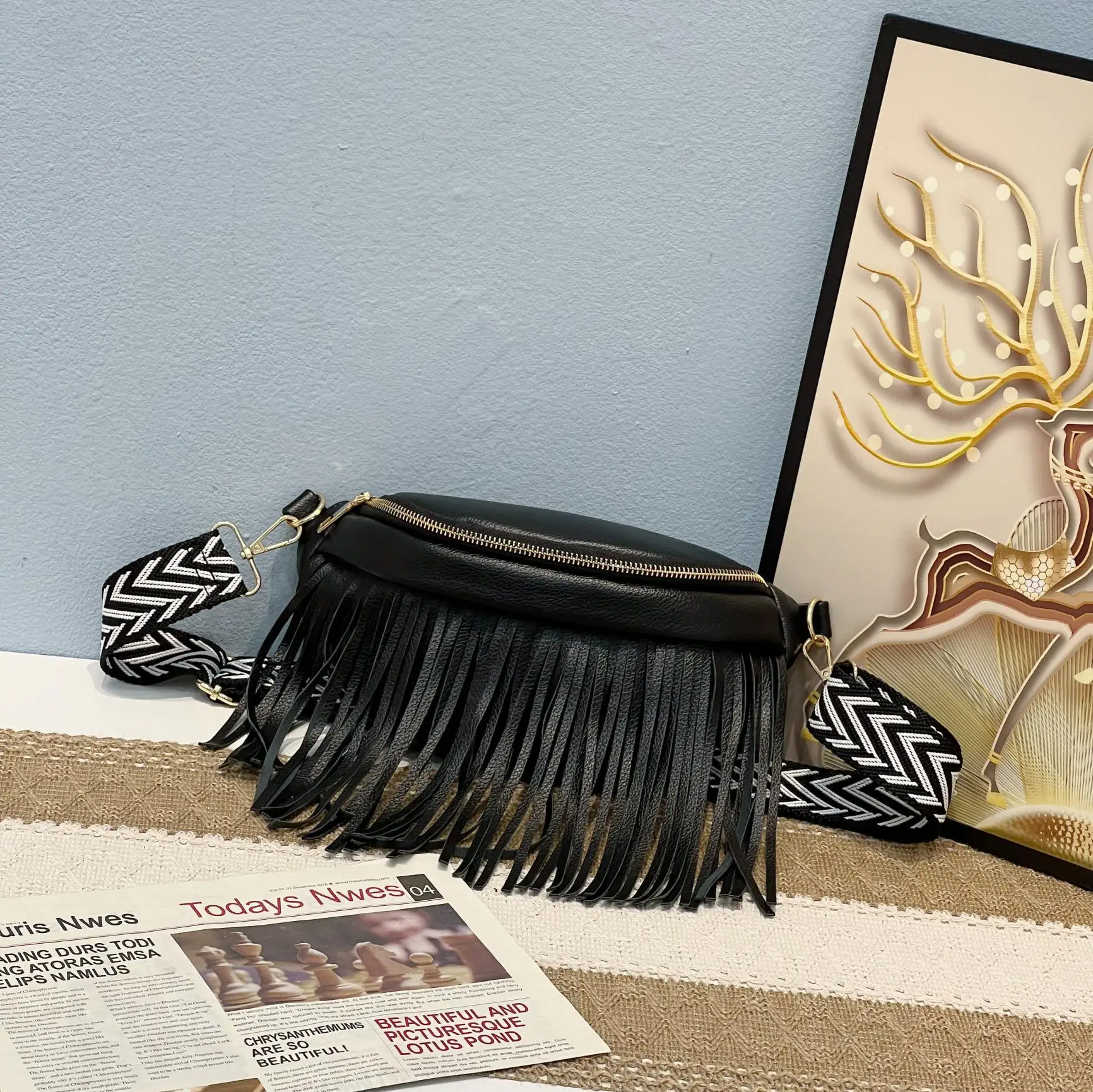Fashion New Arrivals Ladies Leather Belt Handbsg Waist Bag Tassel Fringe Fanny Pack Crossbody Bags For Women