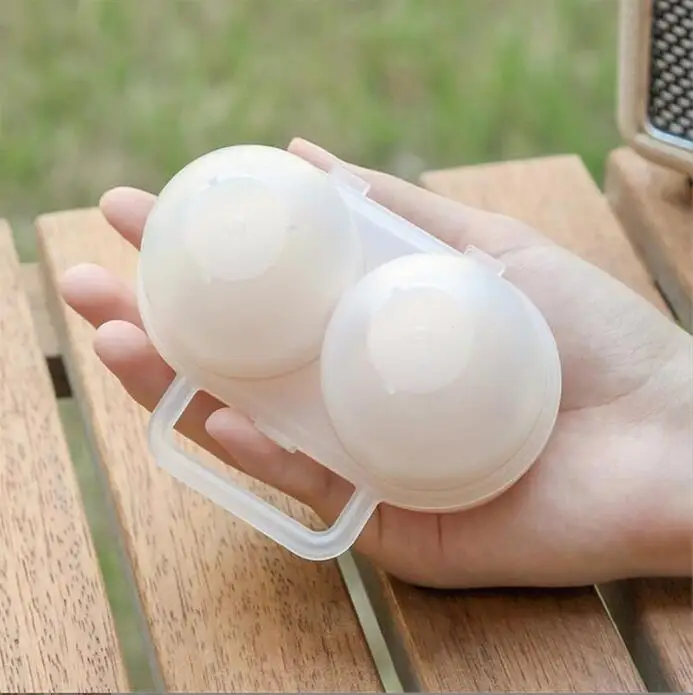 Portable 2 Grid round and Rectangle Plastic Egg Tray Foldable Anti-Drop Egg Carton for Refrigerator Egg Storage Made of PET PP