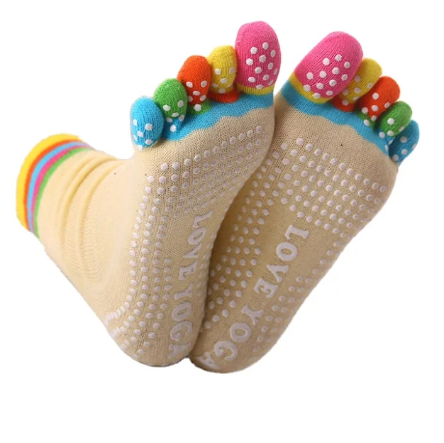 Yoga socks women cotton dot glue non slip five finger socks safety professional indoor sports fitness