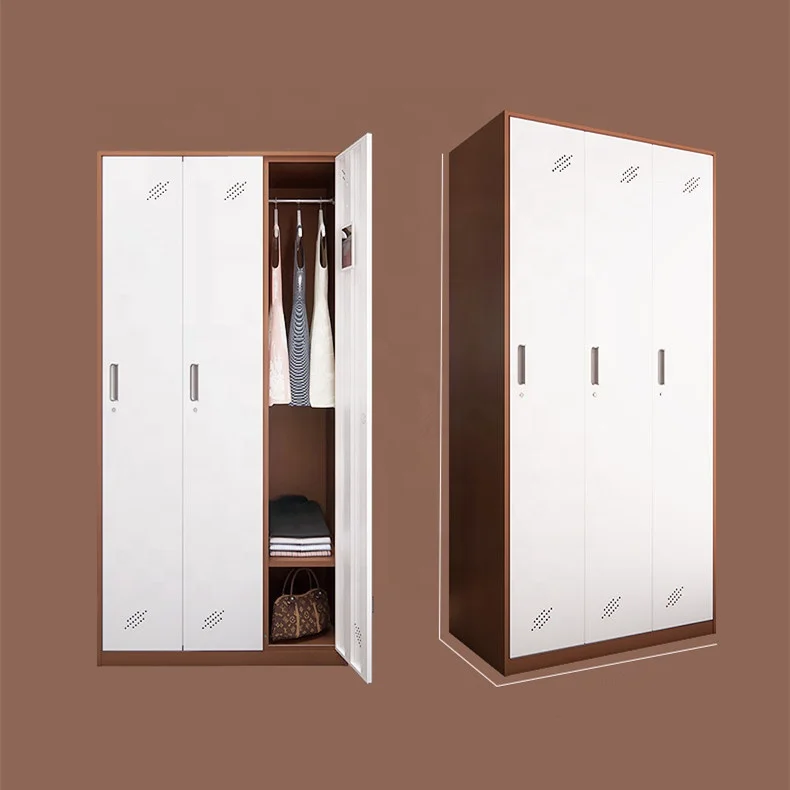Classic 3 door bedroom furniture/school steel locker /gym metal clothes cabinet wardrobe