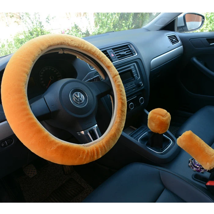 Противоскользящий длинный шерстяной пушистый чехол на руль автомобиля оптом