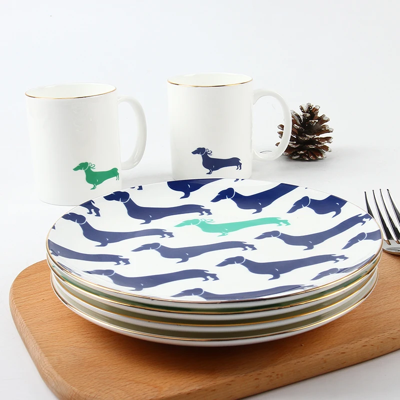 2 Persons Dinner Set pet Design Custom Brand Fine Bone China Dinner Ware Sets