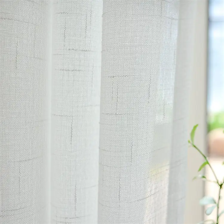Factory supply 3 pass linen blackout window  curtain  fabric ethiopian curtain fabric embroidery living room