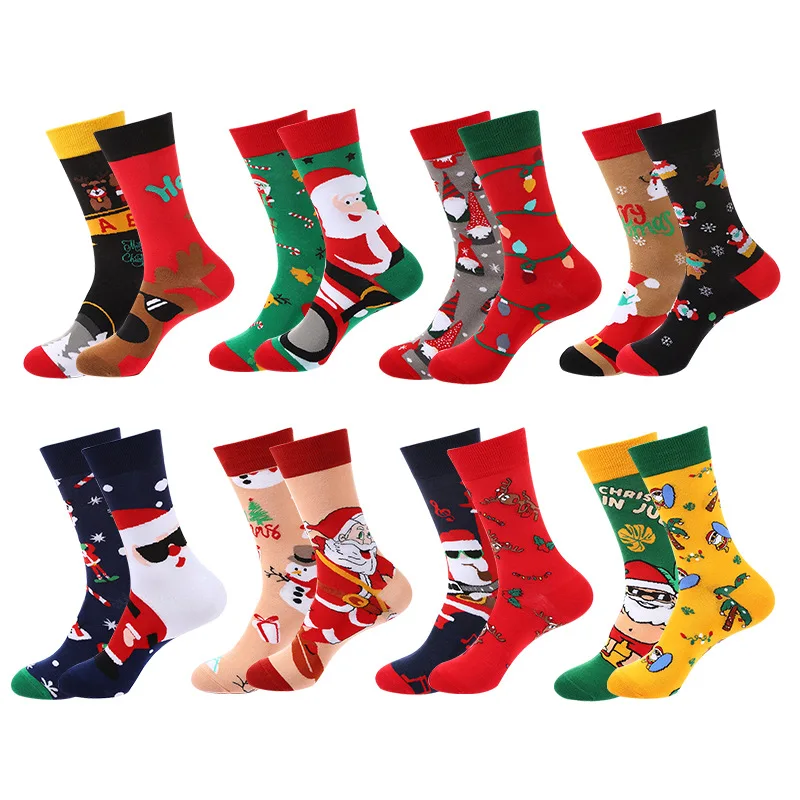 Wholesale New Arrival AB Design Jacquard Crew Socks Custom Christmas Cotton Dresses for Unisex Funny Tube Body Cuff Logo Winter