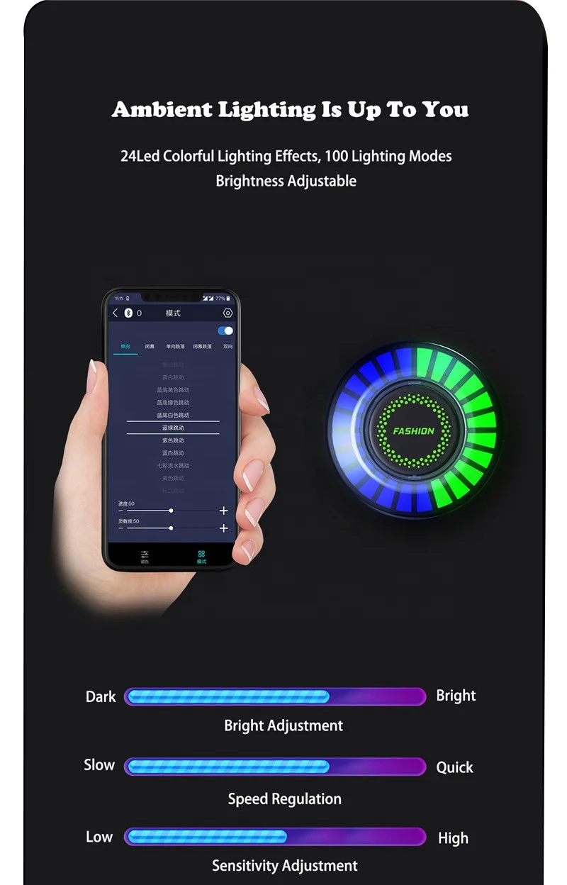 Car Aromatherapy Rhythm Light Atmosphere Light RGB Colorful Aromatherapy Music Rhythm Pickup Strip Lights APP Atmosphere Lamp