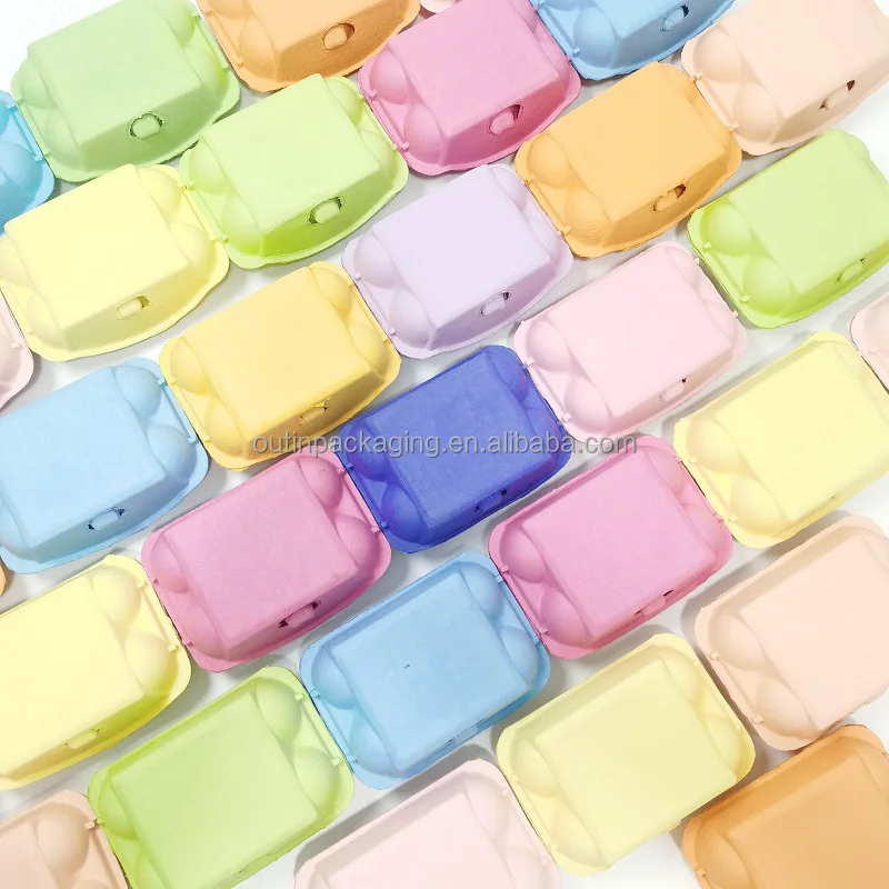 Recycled Custom Logo Paper Packaging Pulp 6 Empty Colorful Egg Boxes Tray Cartons Wholesale Egg Trays Packing Material Rectangle